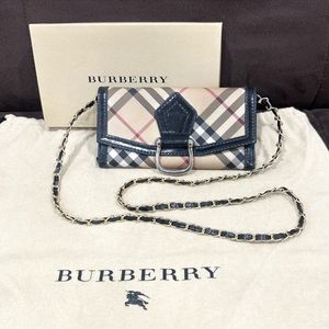 Authentic Burberry Super Nova Check Wallet on Chain WOC Crossbody Shoulder Bag